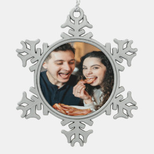 Eating Bacon Photo Customize Personalize Snowflake Pewter Christmas Ornament