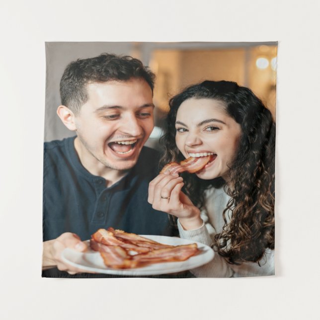 Eating Bacon Photo Customize Personalize Tapestry (Front)