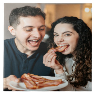 Eating Bacon Photo Customize Personalize Tile