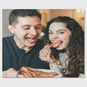 Eating Bacon Photo Customize Personalize Wrapping Paper