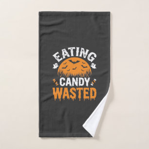 Eating Candy Wasted Halloween Design_1 Hand Towel