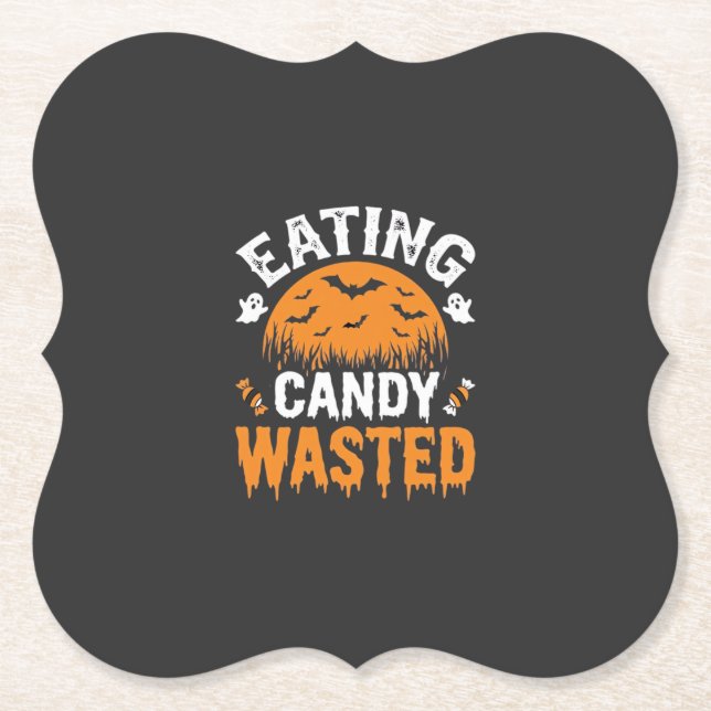 Eating Candy Wasted Halloween Design_1 Paper Coaster (Front)