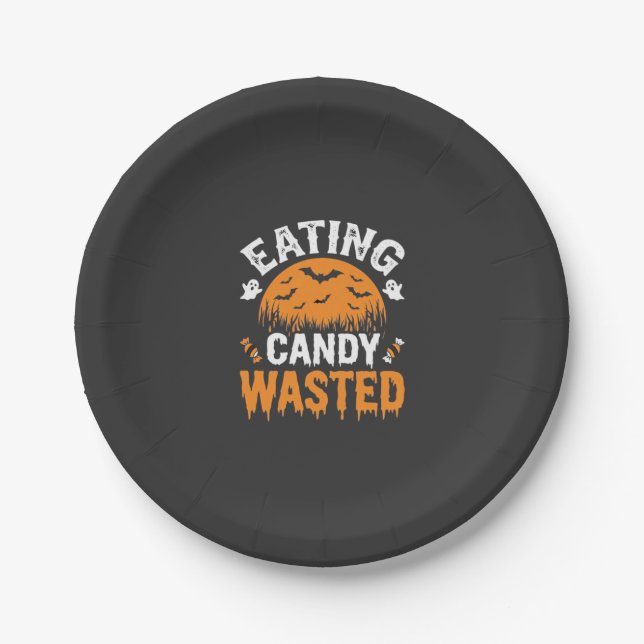 Eating Candy Wasted Halloween Design_1 Paper Plate (Front)