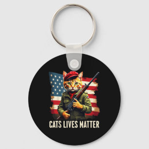 Eating Cats Lives Problem Funny Donald Trump 2024 Keychain