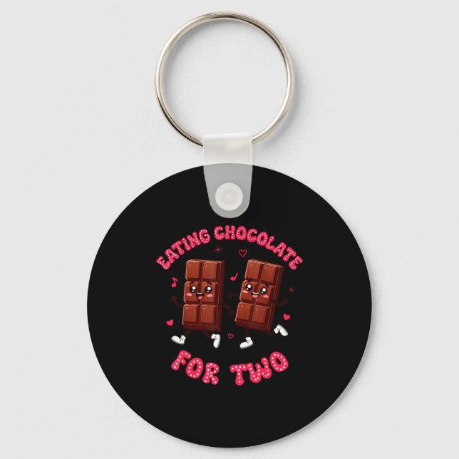 Eating Chocolate For Two Pregnancy Valentines Day  Keychain (Front)