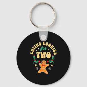 Eating Christmas Cookies For Two - Pregnancy Revea Keychain