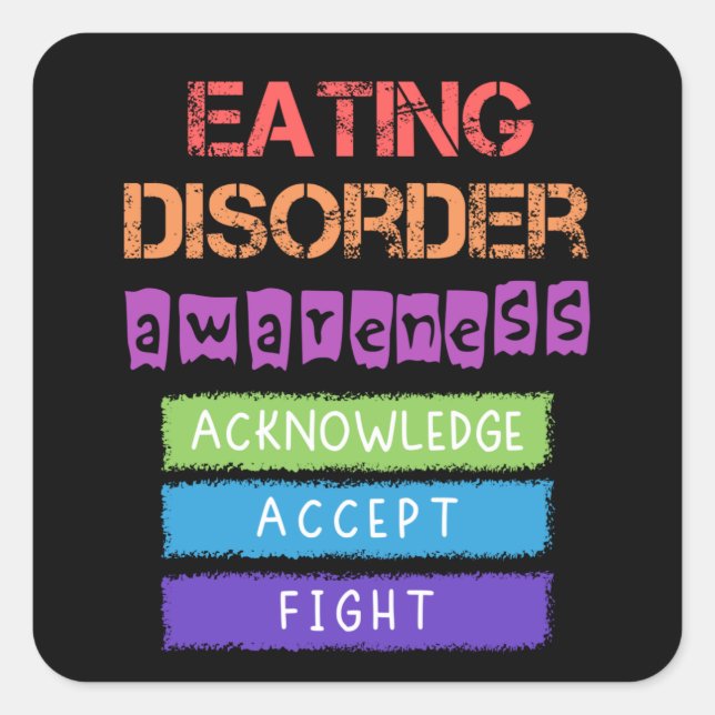 Eating disorder awareness square sticker (Front)