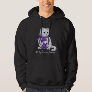 Eating Disorders Awareness Month Purple Ribbon Cat Hoodie