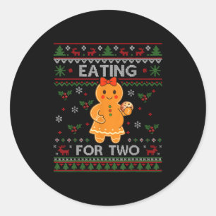 Eating For Two Pregnancy Announcement Ugly Sweater Classic Round Sticker
