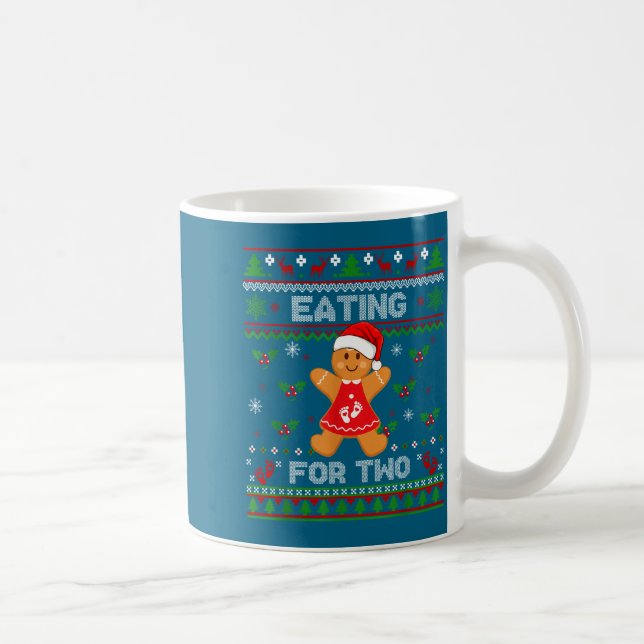 Eating For Two Pregnancy Announcement Ugly Sweater Coffee Mug (Right)