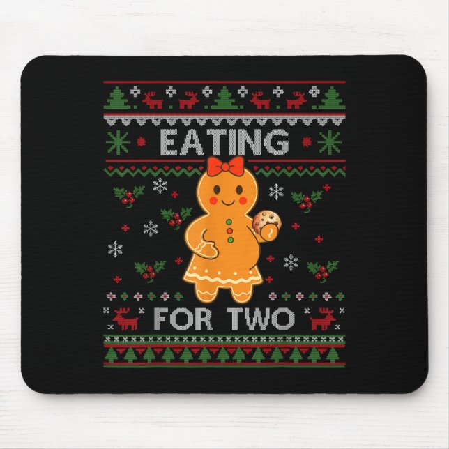 Eating For Two Pregnancy Announcement Ugly Sweater Mouse Pad (Front)