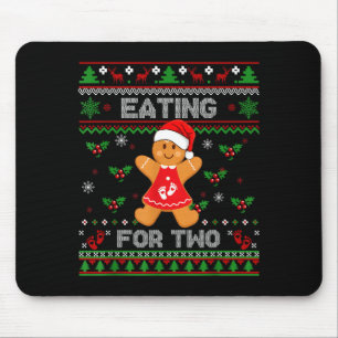 Eating For Two Pregnancy Announcement Ugly Sweater Mouse Pad