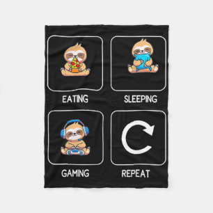 Eating Gaming Sleeping Playing Video Game Gamer Sl Fleece Blanket