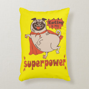 Eating is my superpower red cloak pug comic style  accent pillow