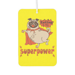Eating is my superpower red cloak pug comic style  air freshener