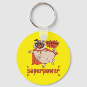 Eating is my superpower red cloak pug comic style  keychain