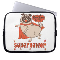 Eating is my superpower red cloak pug comic style 