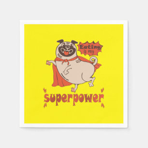 Eating is my superpower red cloak pug comic style  napkin