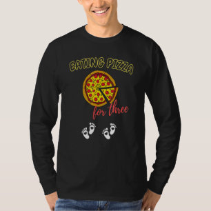 Eating Pizza For Three Pregnant Mom Of Twins Littl T-Shirt