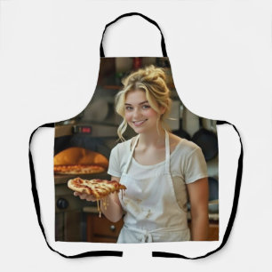 Eating Pizza Photo Personalize Customize Apron