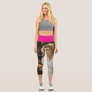 Eating Pizza Photo Personalize Customize Capri Leggings