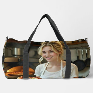 Eating Pizza Photo Personalize Customize Duffle Bag