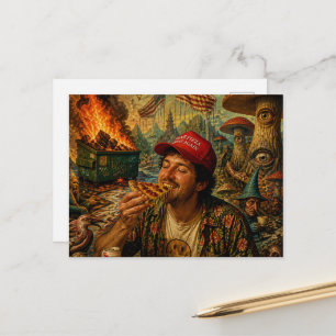 Eating Pizza While The Dumpster is on Fire Postcard