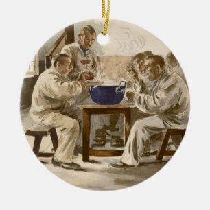 Eating Soup at the Barracks, from 'L'Estampe Moder Ceramic Ornament
