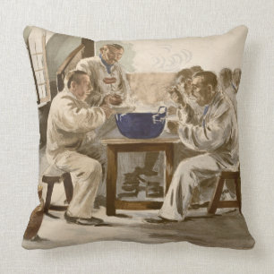 Eating Soup at the Barracks, from 'L'Estampe Moder Throw Pillow