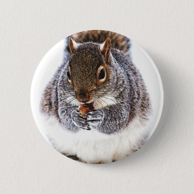Eating Squirrel 2 Inch Round Button (Front)