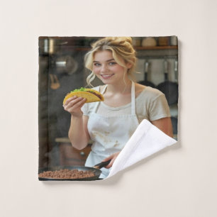 Eating Tacos Photo Personalize Customize Bath Towel Set