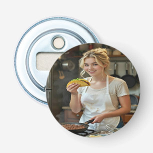 Eating Tacos Photo Personalize Customize Bottle Opener
