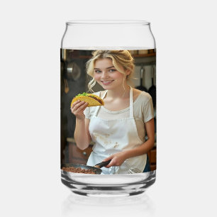 Eating Tacos Photo Personalize Customize Can Glass