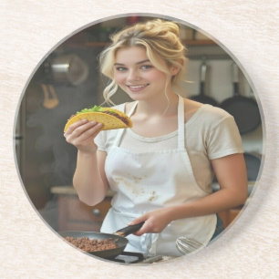 Eating Tacos Photo Personalize Customize Coaster