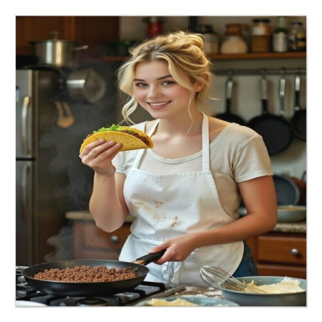 Eating Tacos Photo Personalize Customize Print (Front)