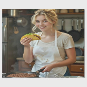 Eating Tacos Photo Personalize Customize Wrapping Paper