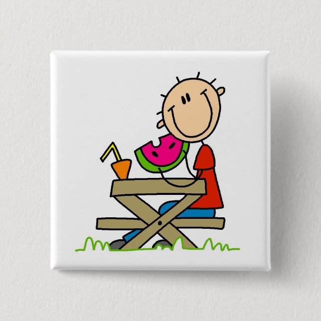 Eating Watermelon 2 Inch Square Button (Front)