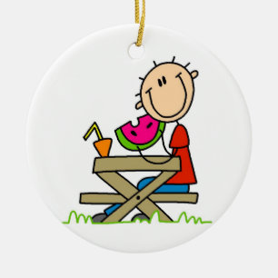 Eating Watermelon Ceramic Ornament
