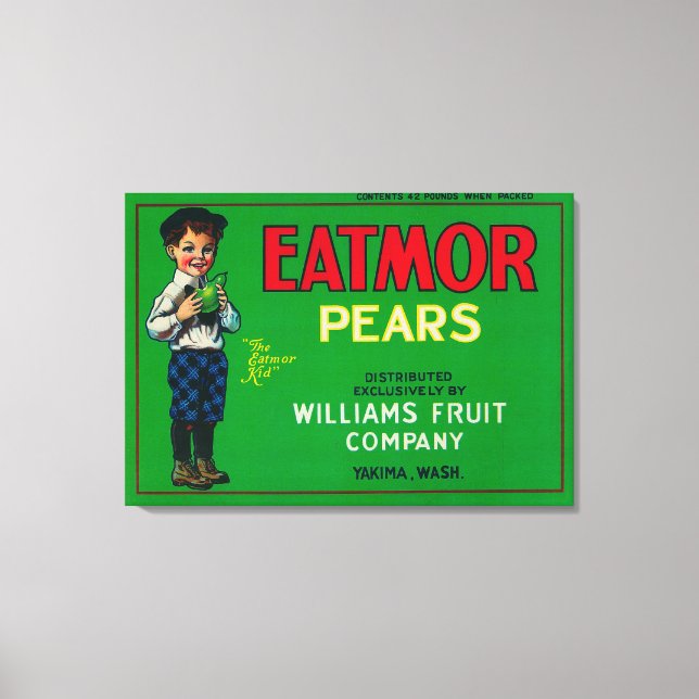 Eatmor Pear Crate LabelYakima, WA Canvas Print (Front)