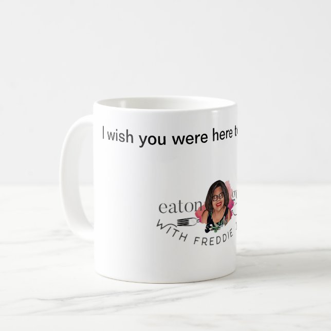 Eaton avec Freddie Jean - Mug de café blanc (Devant gauche)