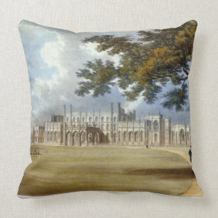 Eaton Hall, Entrance Front, from Ackermann's 'Repo Throw Pillow