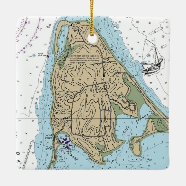 Eatons Neck NY Nautical Christmas Ceramic Ornament (Back)