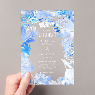 Eau bleue Fleur Mariage Invitation