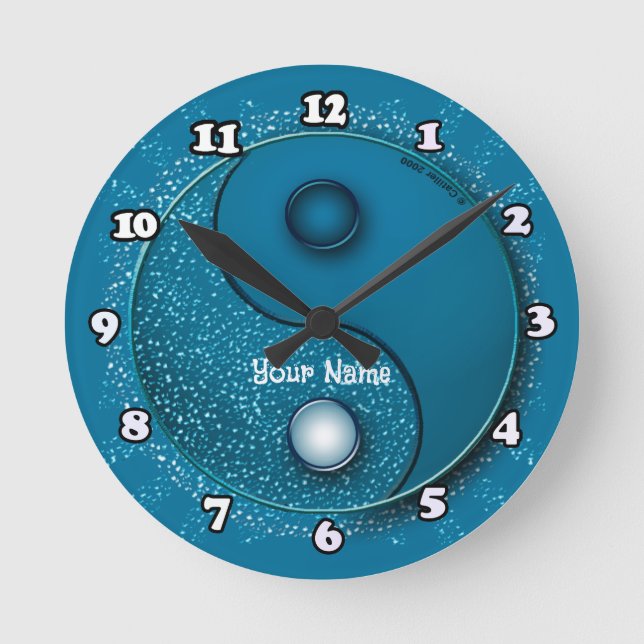 Eau bleue Yin Yang Horloge (Recto)