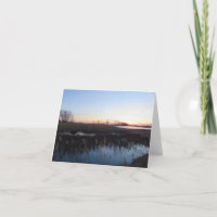 Eau calme et soleil couchant - Carte de vœux vierg