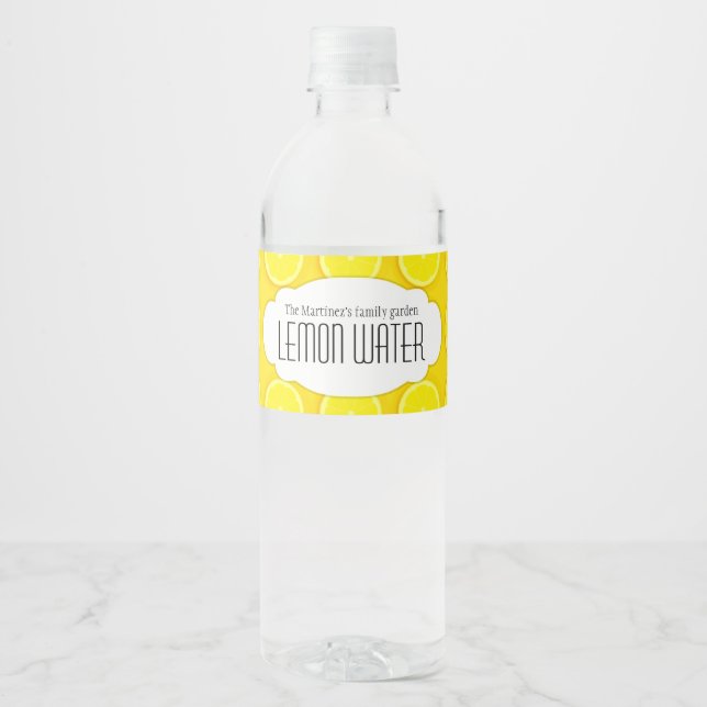 Eau citron personnalisé citron jaune étiquettes (Devant)