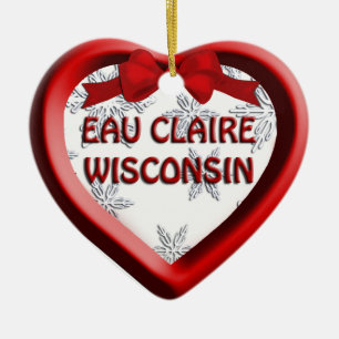 Eau Claire Wisconsin Coeur ornement de Noël