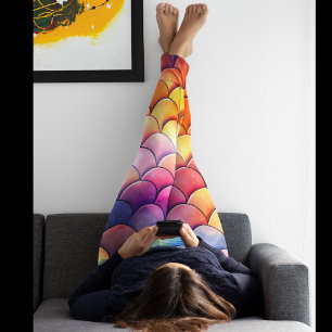 Eau Couleur Dragon Écailles Leggings - Imaginaire