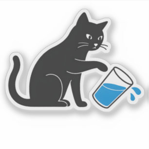 Eau de déversement de chats noirs - Sticker pour o