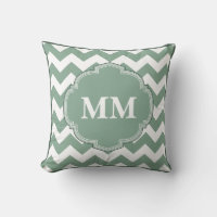 Eau de Nil Monogrammable Chevron Stripe Pillow